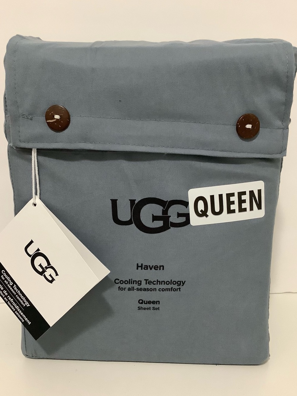 UGG QUEEN Haven Cooling Technology Sheet Set Chambray Dark Gray NEW